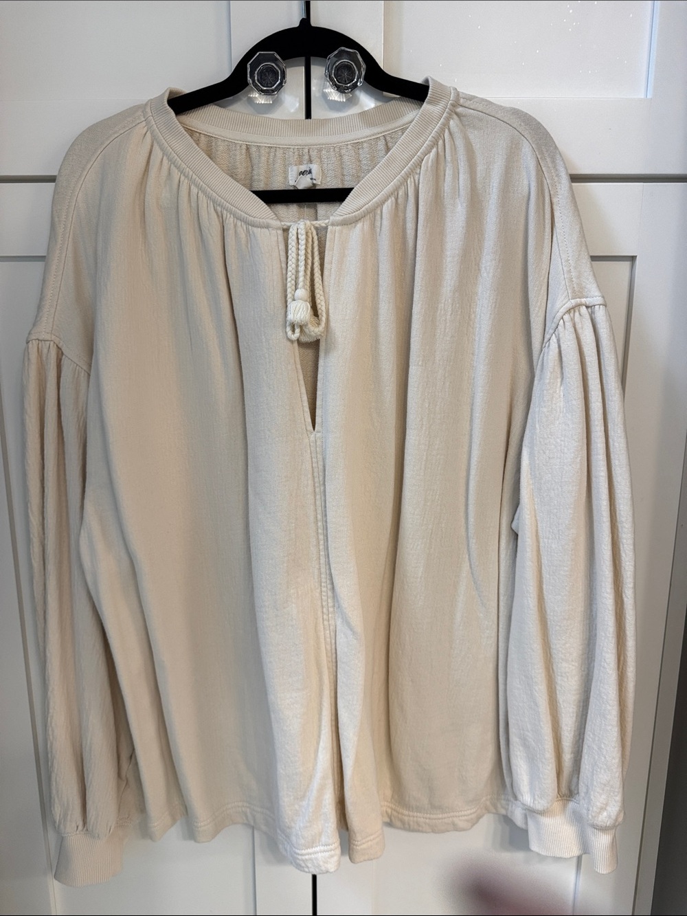 aerie Cream Tie-Front Peasant Pullover